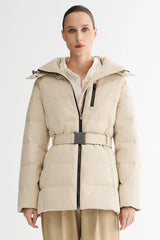 Celeste Polished Edge Belted Hooded Down Jacket – Official Brand