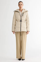 Celeste Polished Edge Belted Hooded Down Jacket – Official Brand