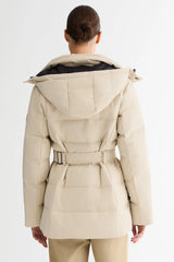 Celeste Polished Edge Belted Hooded Down Jacket – Official Brand