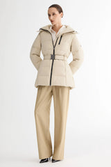 Celeste Polished Edge Belted Hooded Down Jacket – Official Brand