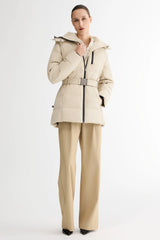 Celeste Polished Edge Belted Hooded Down Jacket – Official Brand