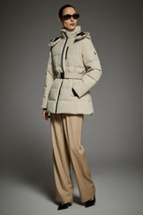 Celeste Polished Edge Belted Hooded Down Jacket – Official Brand