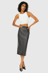 Faux Leather Pencil Skirt – Sleek & Sophisticated Women's Office & Party Skirt