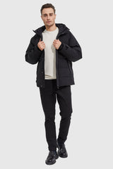 Winter Hooded Ribbed Cuff Down Jacket