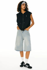 Zip-Up Sleeveless Hoodie