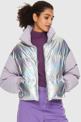 Colorlay Chrome Cropped Down Puffer