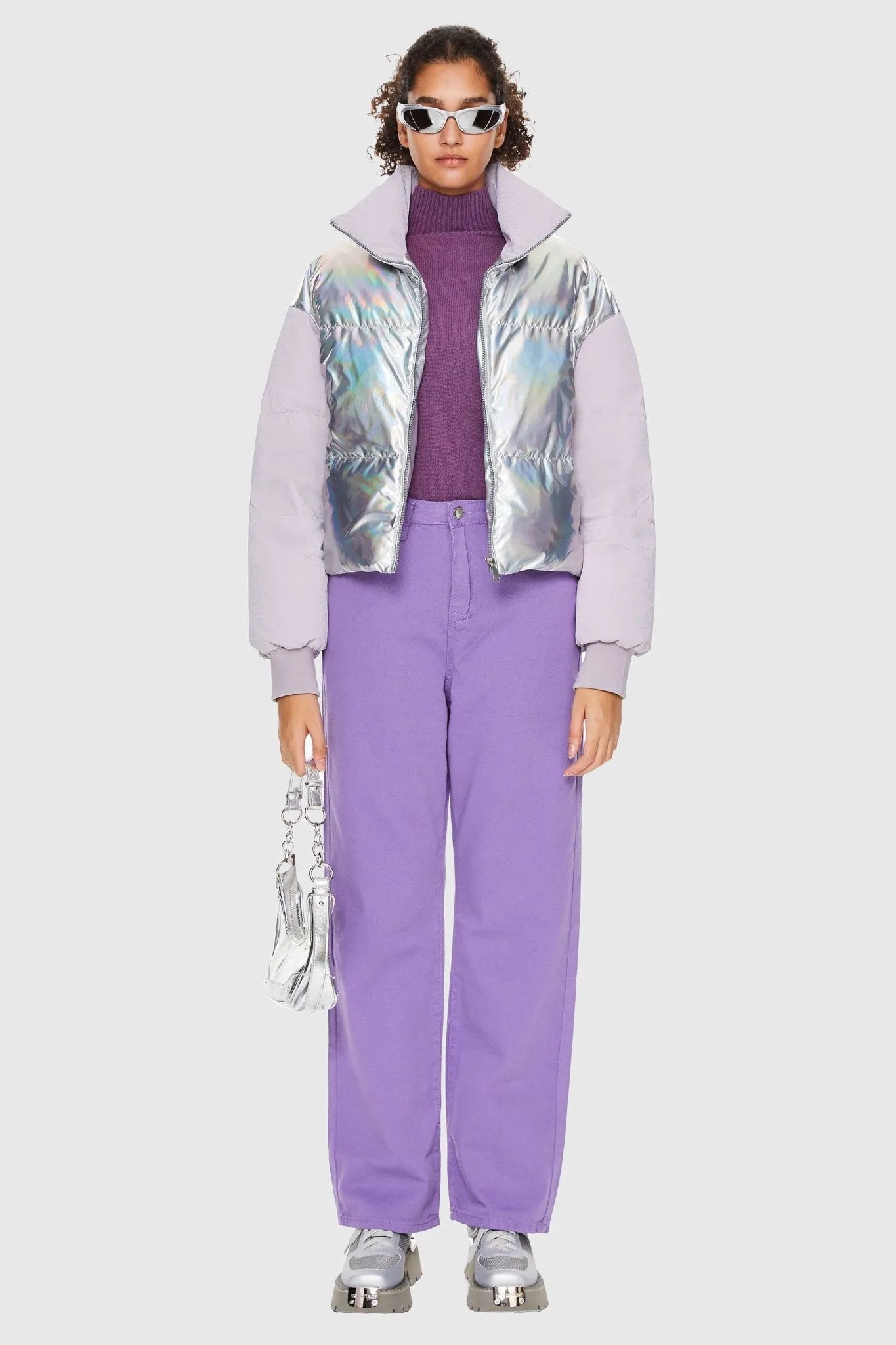 Colorlay Chrome Cropped Down Puffer