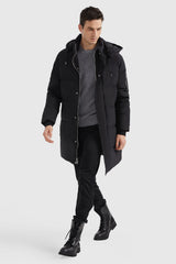 Thickened Down Jacket with Zip-Up and Snap Button Closure