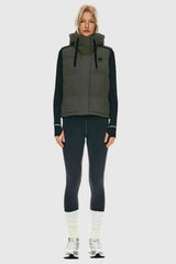 Cropped Hooded Puffer Down Vest with Zip-Up Front